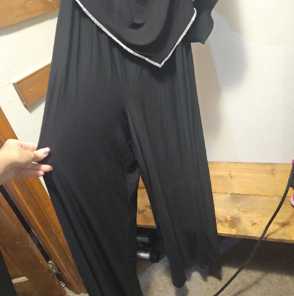 MSK Black Off-Shoulder Romper with White Contrast Trim - Picture 4 of 4